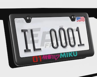 Miku Black Premium Metal License Plate Frame Vocaloid