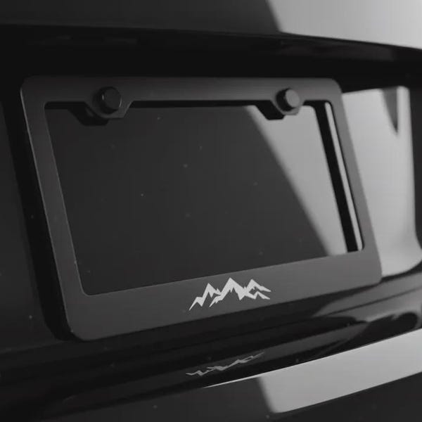 White Mountain BLACK Stainless Steel License Plate Frame fit SUV, 4x4, Off Road