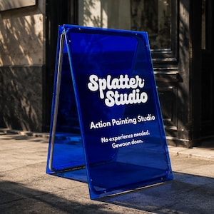 Rolia / Letrero moderno tipo caballete para acera, restaurante, exhibición para bodas, letrero de plexiglás, cartel sándwich de plexiglás