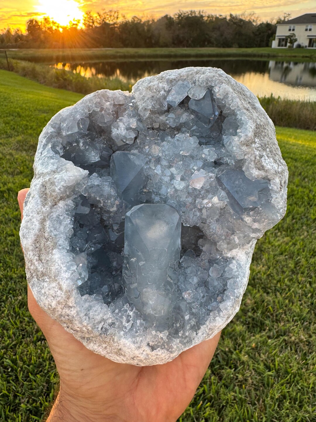 Large Celestite Geode With Massive Blue Crystals – Madagascar ...