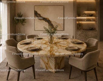 Honey Onyx Round Dining Table, Luxury Natural Stone Dining Table, Round Honey Onyx Dining Table Honey Onyx Handmade Honey Onyx Dining Table,