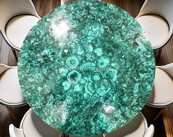 Modern Malachite Gemstone Dining Table | Handmade Luxury Accent