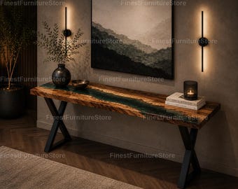 Emerald Green Epoxy River Dining Table | Luxury Green Epoxy River Dining Table Rectangle Green Epoxy Dining Table | Custom Wood Epoxy Table