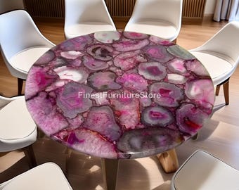 Luxury Pink Agate Dining Table, Natural Stone, Custom Size Gemstone Coffee Table