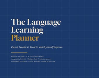Agenda d'apprentissage des langues, journal d'étude non daté, vocabulaire, grammaire, suivi des habitudes (téléchargement numérique)