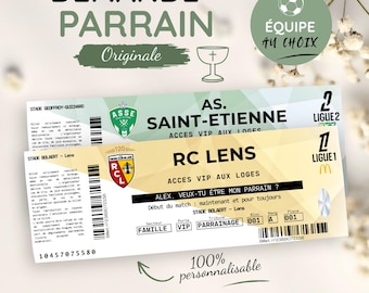 Entrada personalizada para partido de fútbol, equipo a elegir, anuncio de patrocinador.