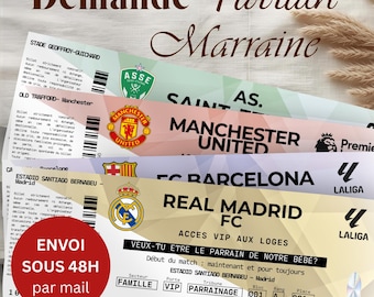 Personalized football match ticket, team of your choice, sponsor announcement