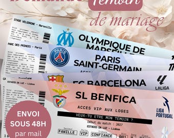 Biglietto personalizzato per la partita di calcio, squadra a tua scelta, proposta di matrimonio come testimone