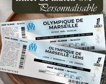 Entrada de regalo personalizable para el partido de fútbol del OM