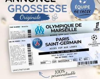 Personalized football match ticket, digital pregnancy announcement gift