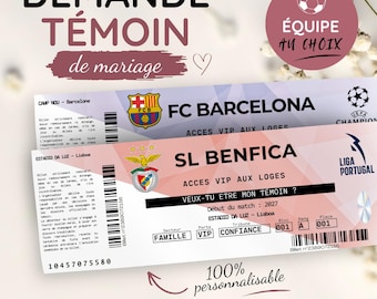 Biglietto personalizzato per la partita di calcio, squadra a tua scelta, proposta di matrimonio come testimone
