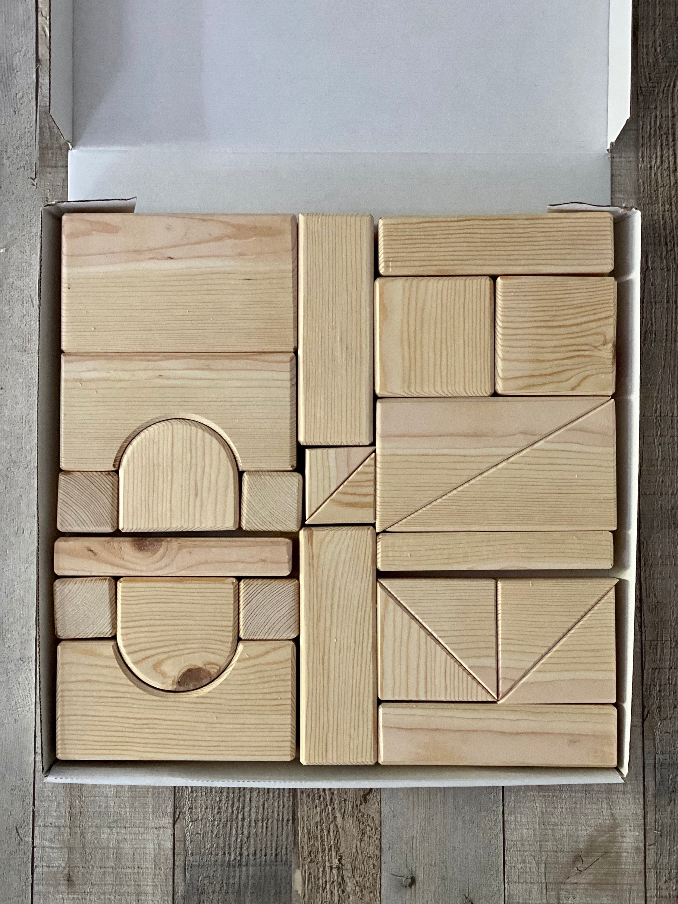 40 Pc Deluxe Set Natural Wood Building Block Solid Wood Building Block ...