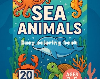 Libro para colorear de animales marinos para niños: 20 divertidas hojas imprimibles sobre el océano (PDF)