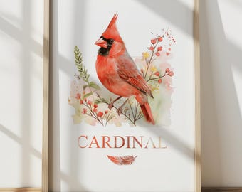 Kardinaal print muur kunst kardinaal vogel decor kardinaal kunst illustratie kardinaal decor vogel minnaar cadeau print kardinaal muur natuur print