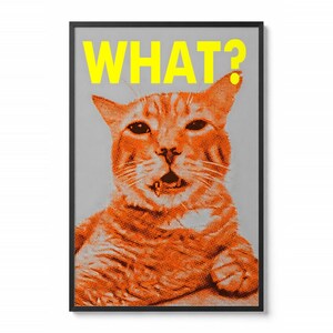 Lámina de Gato Divertido para Imprimir | Póster de Gato Pop Art Descarga Digital | Decoración Tipográfica Moderna | Regalo Gatuno
