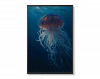 Quallen Poster zum Ausdrucken | Blauer Ozean Digitaler Download | Maritime Wanddeko fürs Schlafzimmer | Sofortdownload