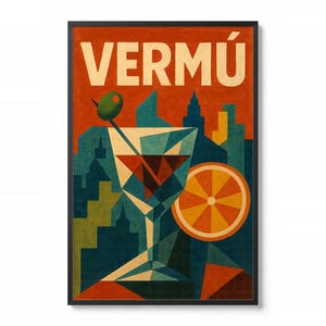 Stampa artistica da parete con vermouth | Stampa retrò per cocktail bar | Decorazione per la parete della cucina/bar | Arte spagnola vintage | Regalo digitale scaricabile