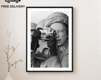 Vintage Queen Elizabeth Fotografie Druck, Queen Poster, Fine Art Fotografie Wandkunst, Museumsqualität Druck, klassische Schwarz Weiß Druck