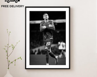 Impresión de Cole Palmer, póster motivacional de fútbol, fotografía artística de pared, regalo para fanáticos del deporte, impresión de fútbol en blanco y negro.