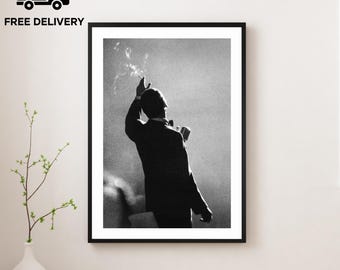 Vintage Frank Sinatra Print, Music Artist Poster, Fine Art Photography Wall Art, Museum Quality, Classic Jazz Blues Black and White Print