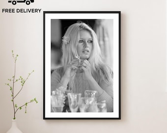 Vintage Brigitte Bardot Druck, Model Poster, Fine Art Fotografie Wandkunst, Museumsqualität Druck, klassische Schwarz Weiß Druck