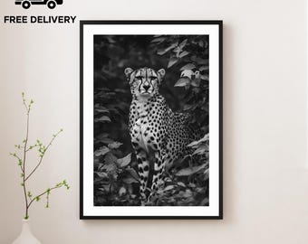 Vintage Leopard Poster Print, Luxury Fashion, Fine Art Photography Wall Art, Museum Quality Print, Classic Animal Black and White Poster