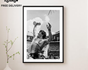 Vintage Diego Maradona Druck, Fußball Motivations Poster, Fine Art Fotografie Wandkunst, Museum Qualität Druck Fußball Schwarz und Weiß Druck