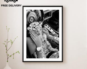 Vintage Leopard Poster Print, Luxury Fashion, Fine Art Photography Wall Art, Museum Quality Print, Classic Animal Black and White Poster