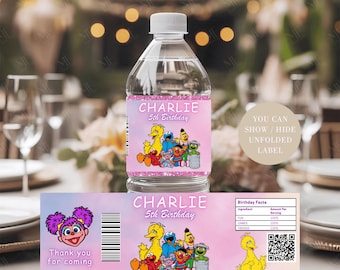 Etichette per bottiglie d'acqua con foto di Sesame Street, etichette per bottiglie d'acqua di compleanno dei Muppet, involucri per bottiglie d'acqua con foto, decorazioni per feste a tema Mostri di Strada