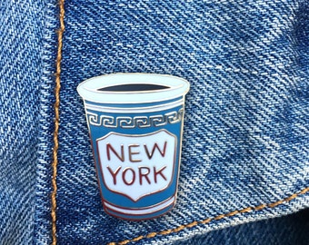 NY Coffee Cup Pin, NYC, Hard Enamel Pin, Jewelry, Art, Gift (PIN40)