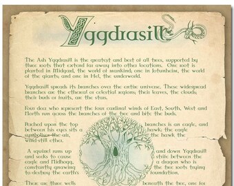YGGDRASIL, Printable Page, Mythical tree in Norse mythology,  Wisdom, Knowledge, and Growth Magick