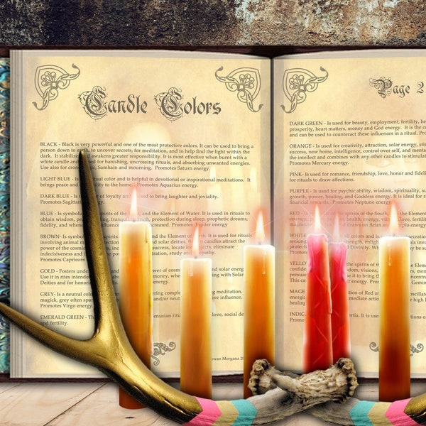 CANDLE COLOR CORRESPONDENCES 2 Printable Pages, Detailed Information about the Color Symbolism for Spells and Rituals