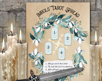 IMBOLC TAROT SPREAD | Imbolc Divination Guide | Imbolc Card Reading | Wicca Sabbat Tarot | Printable Page for Book of Shadows