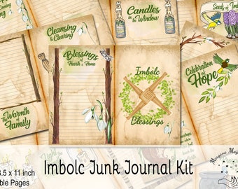 IMBOLC Junk Journal Kit | 10 Printable Pages | Imbolc Sabbat Journal | Imbolc Printable Journal | DIY Book of Shadows | Pagan Wicca Planner