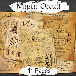 OCULTISMO MÍSTICO, Páginas Góticas Digitales, Esoterismo Sobrenatural, Con Símbolos Místicos, Álbum de Recortes de Brujería, Libro de Hechizos Mágicos, Papeles de Diario Basura