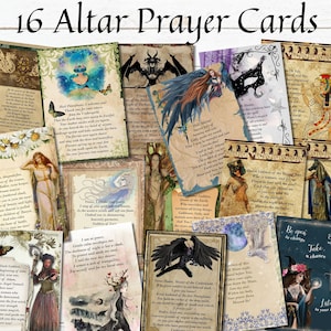ALTAR GEBETSKARTEN, 16 druckbare Göttin- und Gott-Karten, Dankbarkeit und Affirmationen für Führung, spirituelles Wachstum und göttliche Inspiration