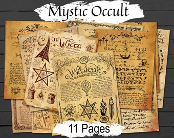 MYSTIC OCCULT, Digital Gothic Pages, Esoteric Supernatural, With Mystical Symbols, Witchy scrapbook, Magic Spellbook, Junk Journal Papers