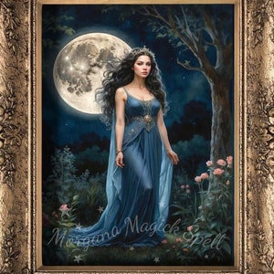 CELESTIAL MOON GODDESS:  Watercolor Print – Mystical Home Decor & Instant Download