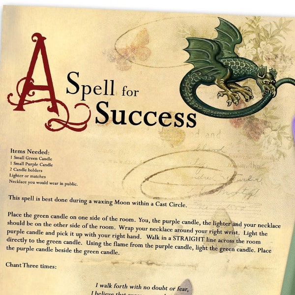 SUCCESS SPELL, To be successful in all that you do,  Use candle magick to enchant a necklace, Wear it to attain a goal, Printable Page