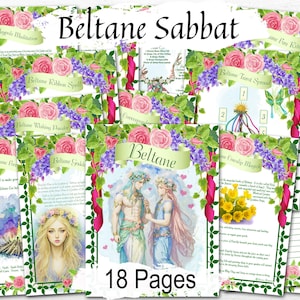 BELTANE SABBAT, 18 Pages, Grimoire Printable Spellbook, Wheel of the Year Traditions, Meditation, Rituals, Spells, Oil & Incense Recipes