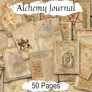 ALCHEMY JOURNAL, Devil's Bible Grimoire, Gothic Alchemy Sigils, Medieval World Manuscript, Occult Hermetic Grimoire, 50 Printable pgs