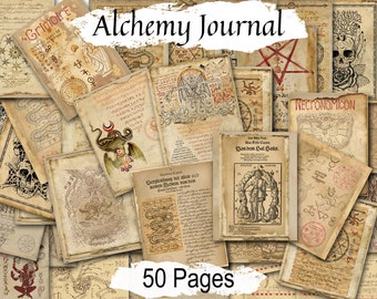 ALCHEMY JOURNAL, Devil's Bible Grimoire, Gothic Alchemy Sigils, Medieval World Manuscript, Occult Hermetic Grimoire, 50 Printable pgs