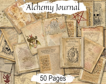 ALCHEMY JOURNAL, Devil's Bible Grimoire, Gothic Alchemy Sigils, Medieval World Manuscript, Occult Hermetic Grimoire, 50 Printable pgs