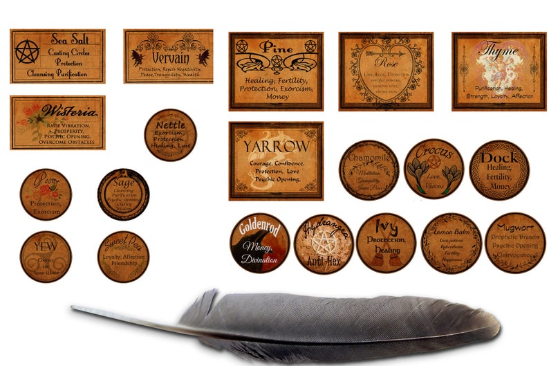 witch labels 1 37 labels herbs and their magickal uses etsy