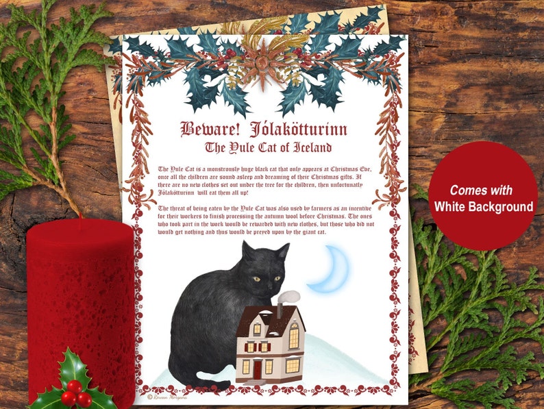 ICELANDIC YULE CAT Legend,  Jólakötturinn The Christmas Cat of Iceland, Christmas Cat Monster, He will eat you if you don't get new clothes! - Morgana Magick Spell