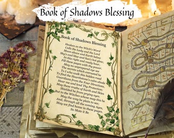 BOOK of SHADOWS BLESSING,  Charge & Protect Your Grimore or Spellbook, Printable Wicca Witchcraft Spellbook Page
