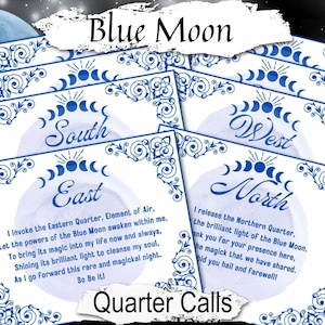 Blue Moon Quarter Call Cards: Wiccan Circle Casting (Printable PDF)