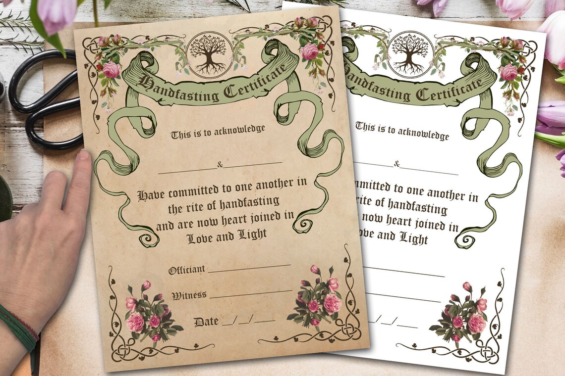 HANDFASTING CERTIFICATE Printable Instant Download | Etsy