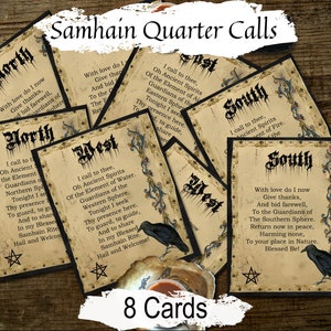 SAMHAIN APPELER LES QUARTIERS, former un cercle magique, créer un espace sacré, appeler et libérer les 4 directions, 8 cartes imprimables