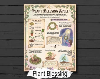 Plant Blessing Spell: For Garden Witchcraft & Green Witch Magick, Printable Spellbook Page